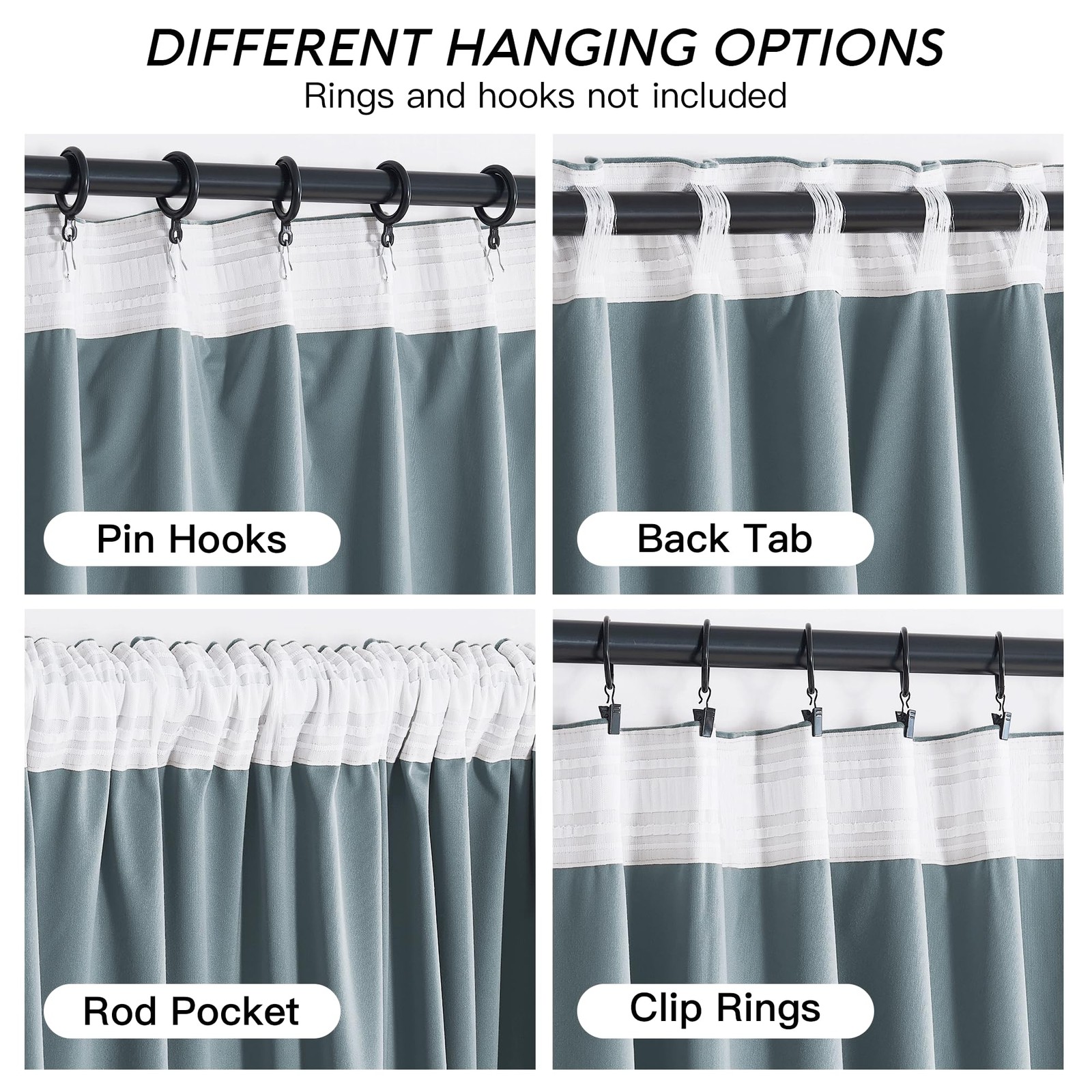 RYB HOME Stone Blue Velvet Curtains 90 52″W x 90″L (Pack of 2),
