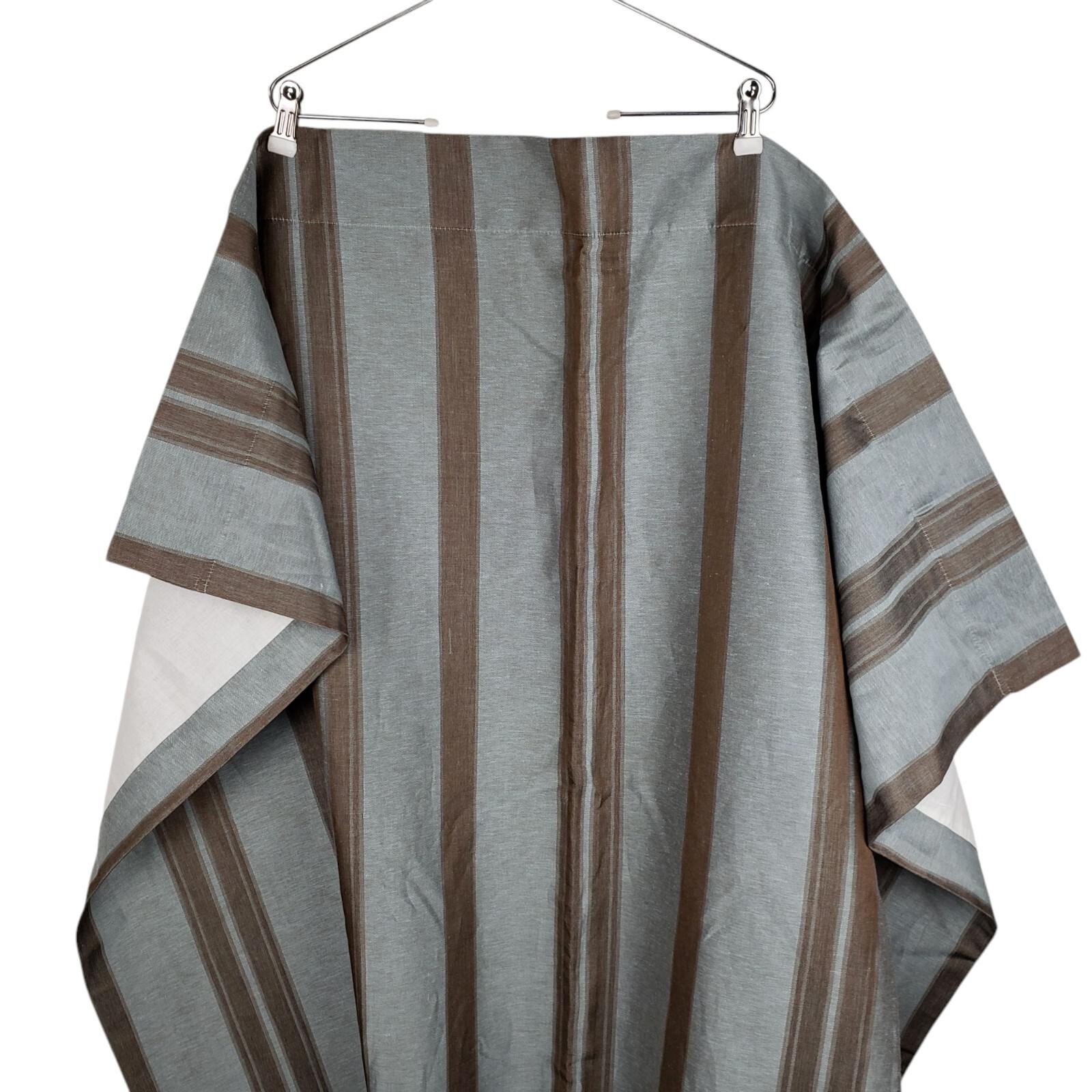 Restoration Hardware Lined Drape Blue Brown Stripe Cotton Linen 1 Panel 51×84″