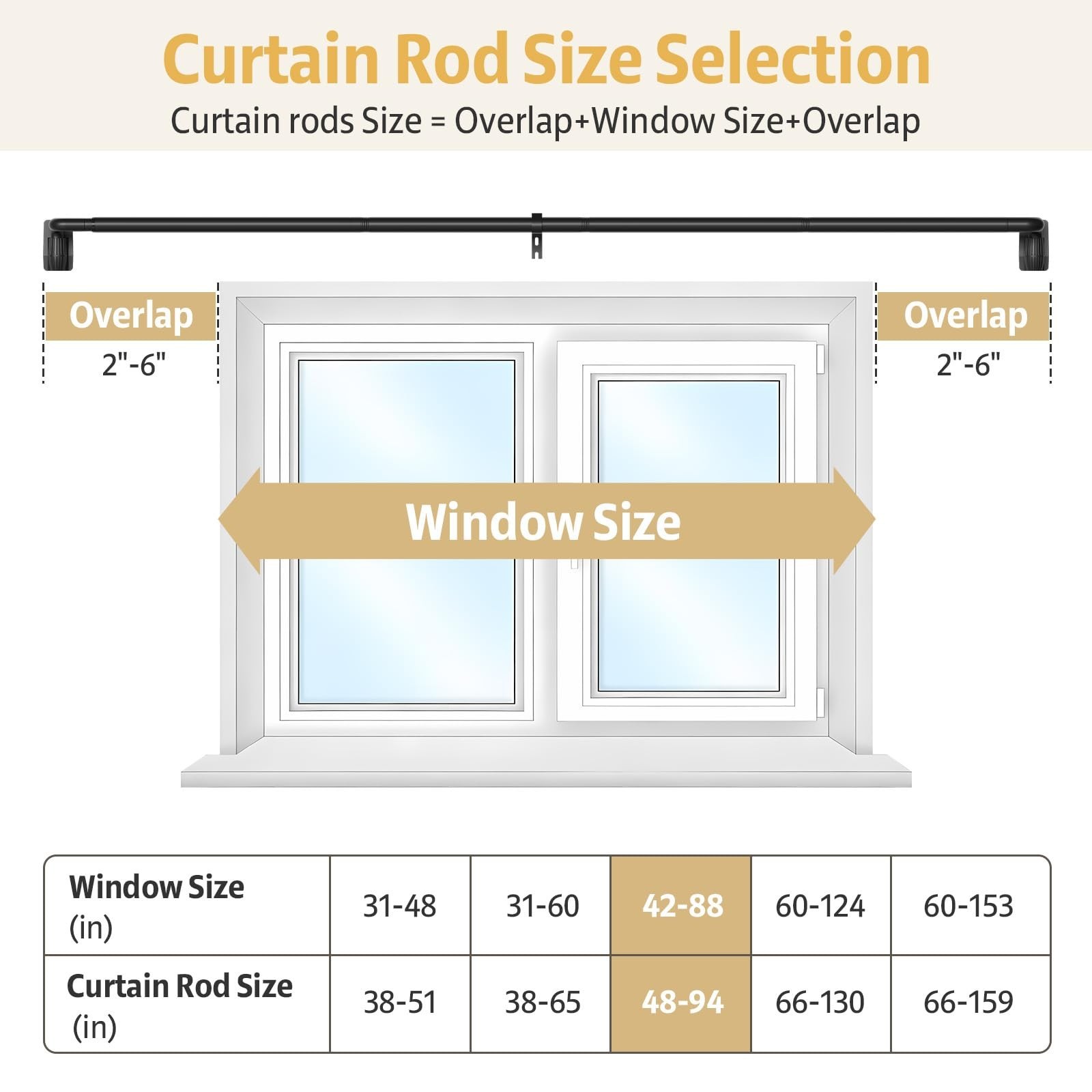 Black Curtain Rods for Windows 48 to 84 Inches, Quick-Release 1″ Adjustable B…