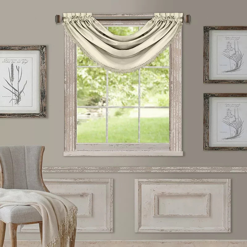 Elrene All Seasons Single Waterfall Window Valance Ivory – 52″ x 36″