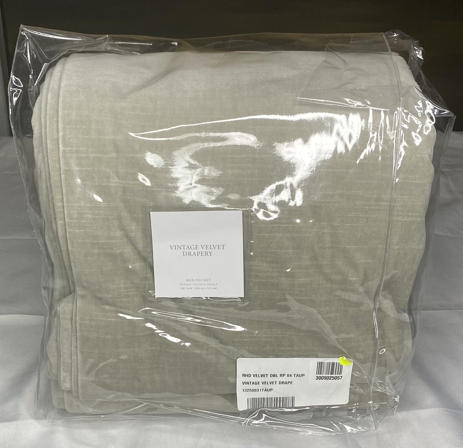 Restoration Hardware Vintage Velvet Drapery RP 100″W x 84″L Taupe NEW $900