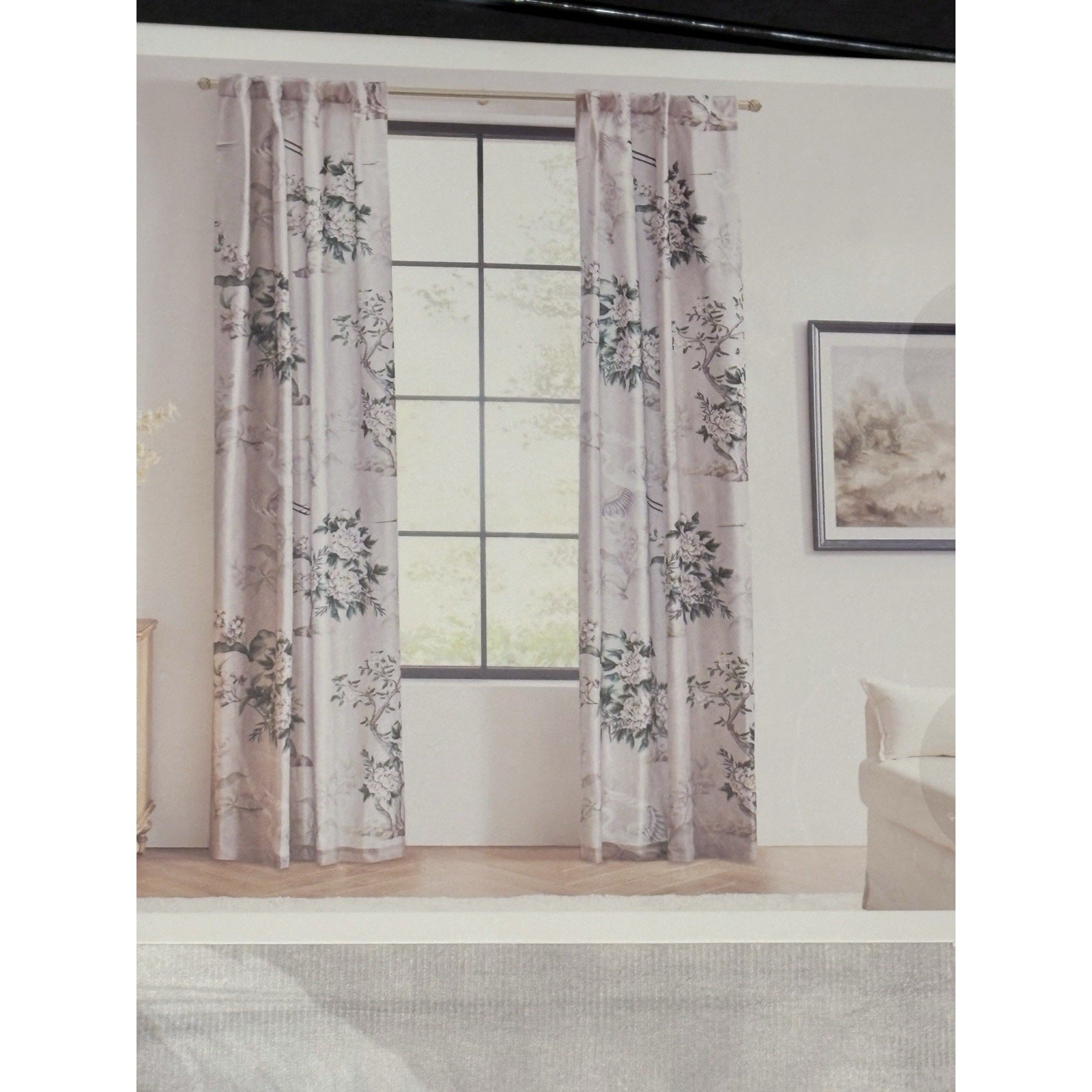 Callisto Home Heron Bird Window Curtains Panels 38 X 96” Set Of 2 Panels Blush