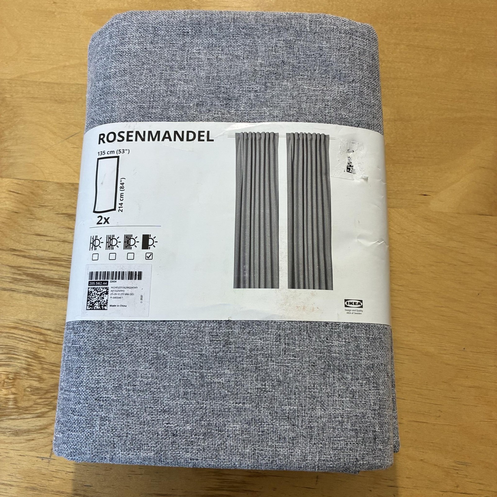 IKEA ROSENMANDEL Gray Blackout Curtain Panels Set Of 2 53×84 Textured Window