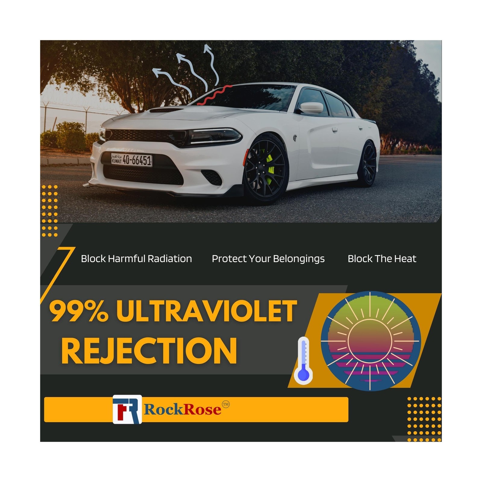 RockRose 5% Nano Ceramic Car Window Tint 36 in x 25FT 2PLY Privacy Film Heat …