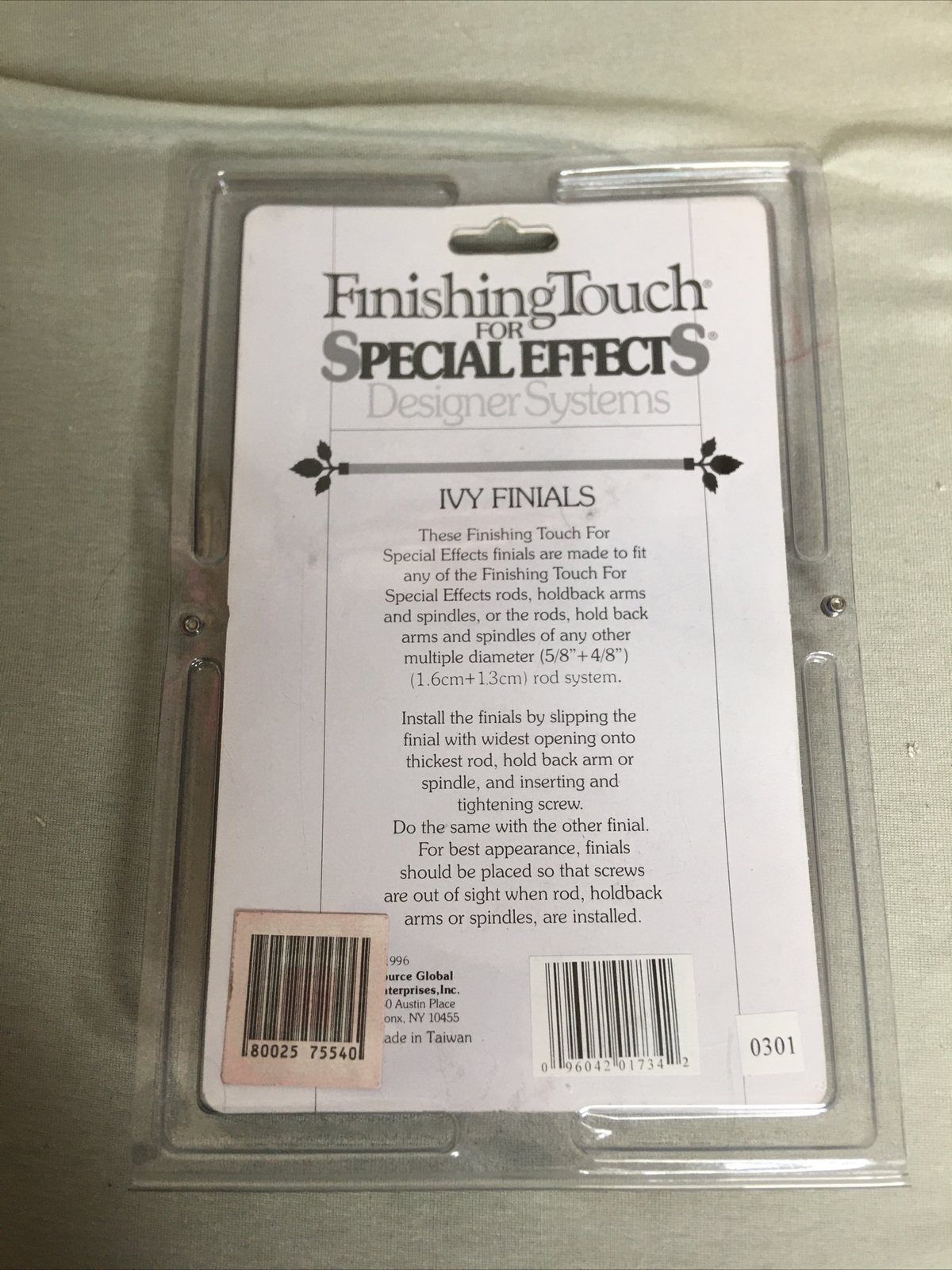 Finishing Touch for Special Effects Designer Systems Ivy Finials 1995 New a259