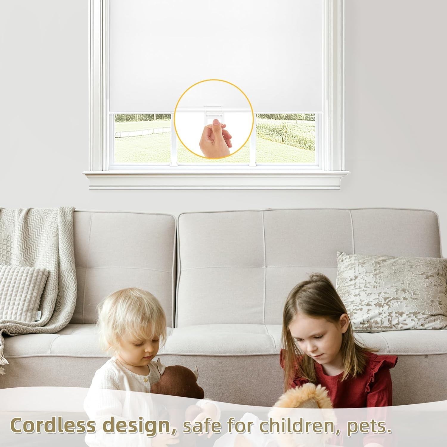 Cordless Blackout Roller Shades for Windows, Thermal 36″W x 72″H White