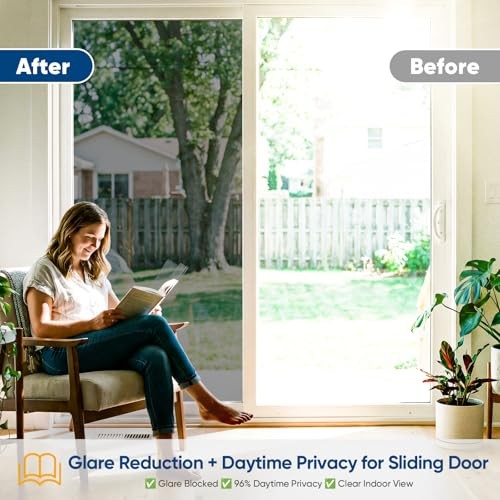 Window Tint for Home, One Way Privacy Film Heat & UV 17.5 x 78.7Inch Black