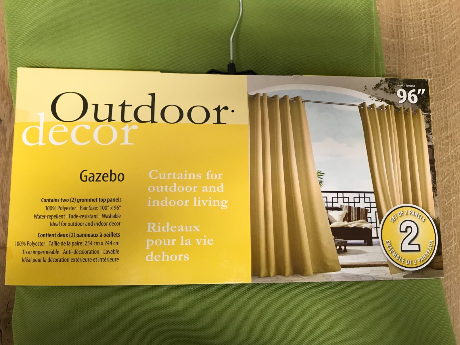 Pair of Outdoor Decor Gazebo Indoor Outdoor Curtian Panel 100 x 96 Green