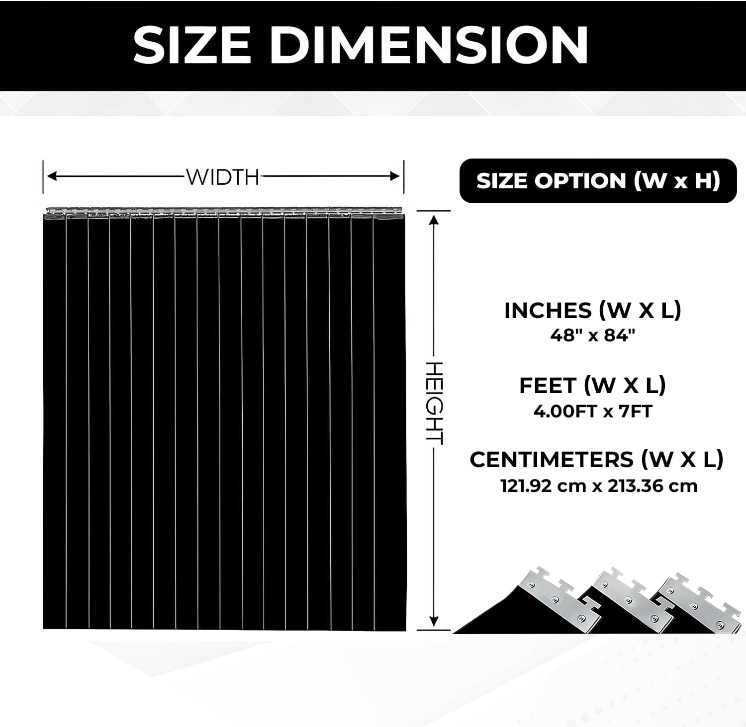 4X7′ Black PVC Curtains Strips Kit – 48″ Width X 84″ Height Opaque PVC Curtains,
