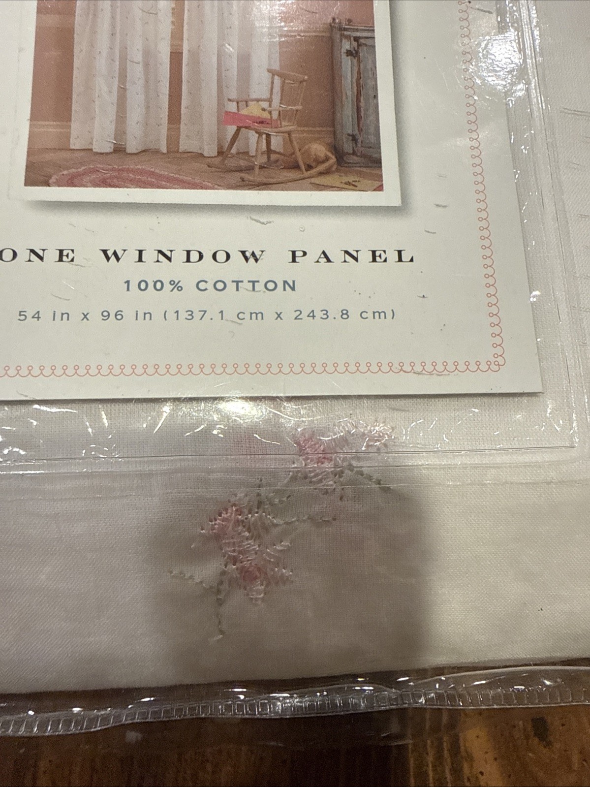 Simply Shabby Chic Kids One Panel Curtain 2006 Embroidered Pink Flowers 54 X 96