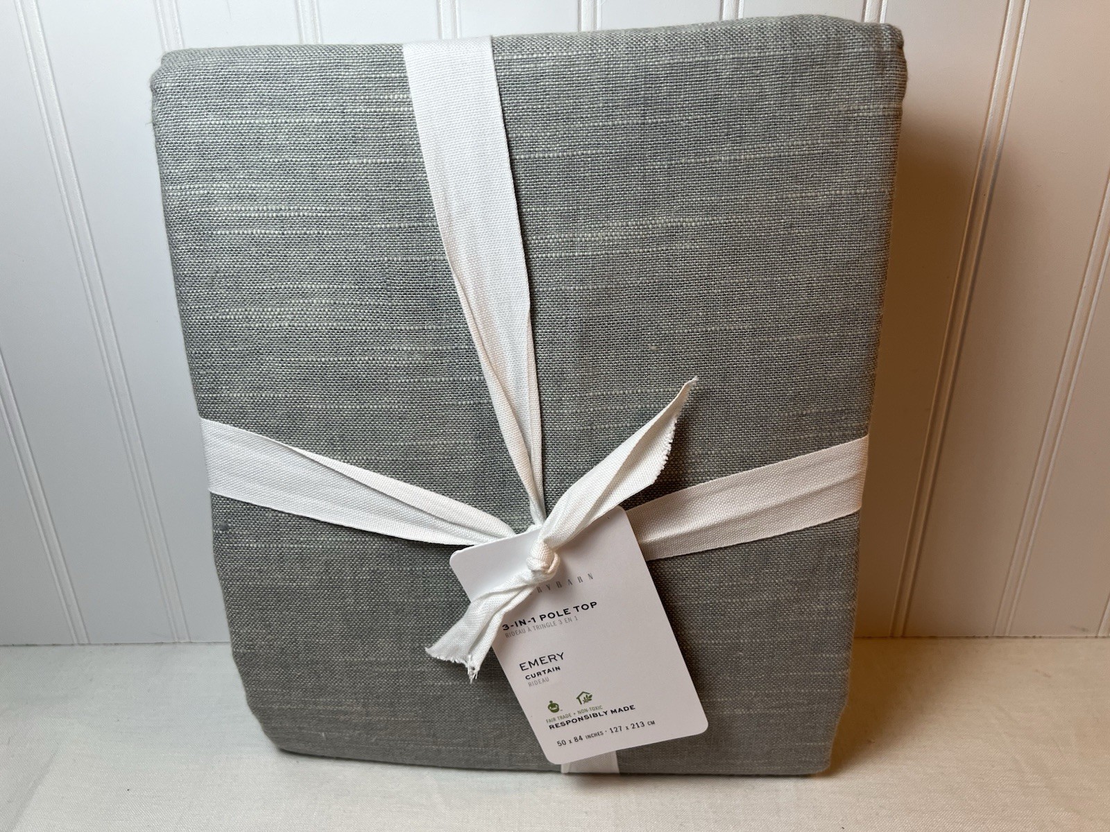 Pottery Barn Emery Linen Curtain~Mineral Blue~ 50″ W x 84″ L Light Filtering