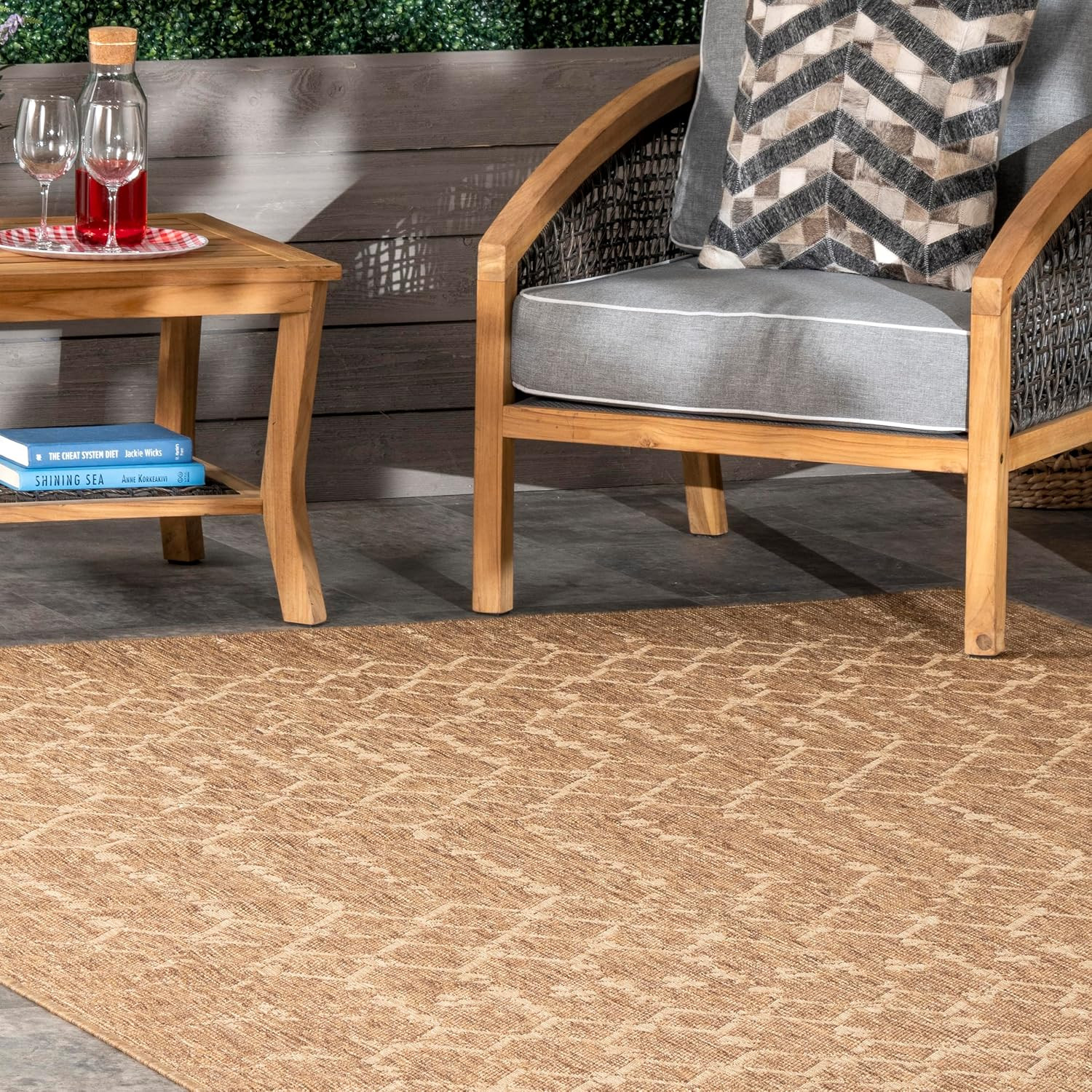 Outdoor Performance Grayson Brown/Ivory, 8′ X 10′, Moroccan, Soft, High Traffic,