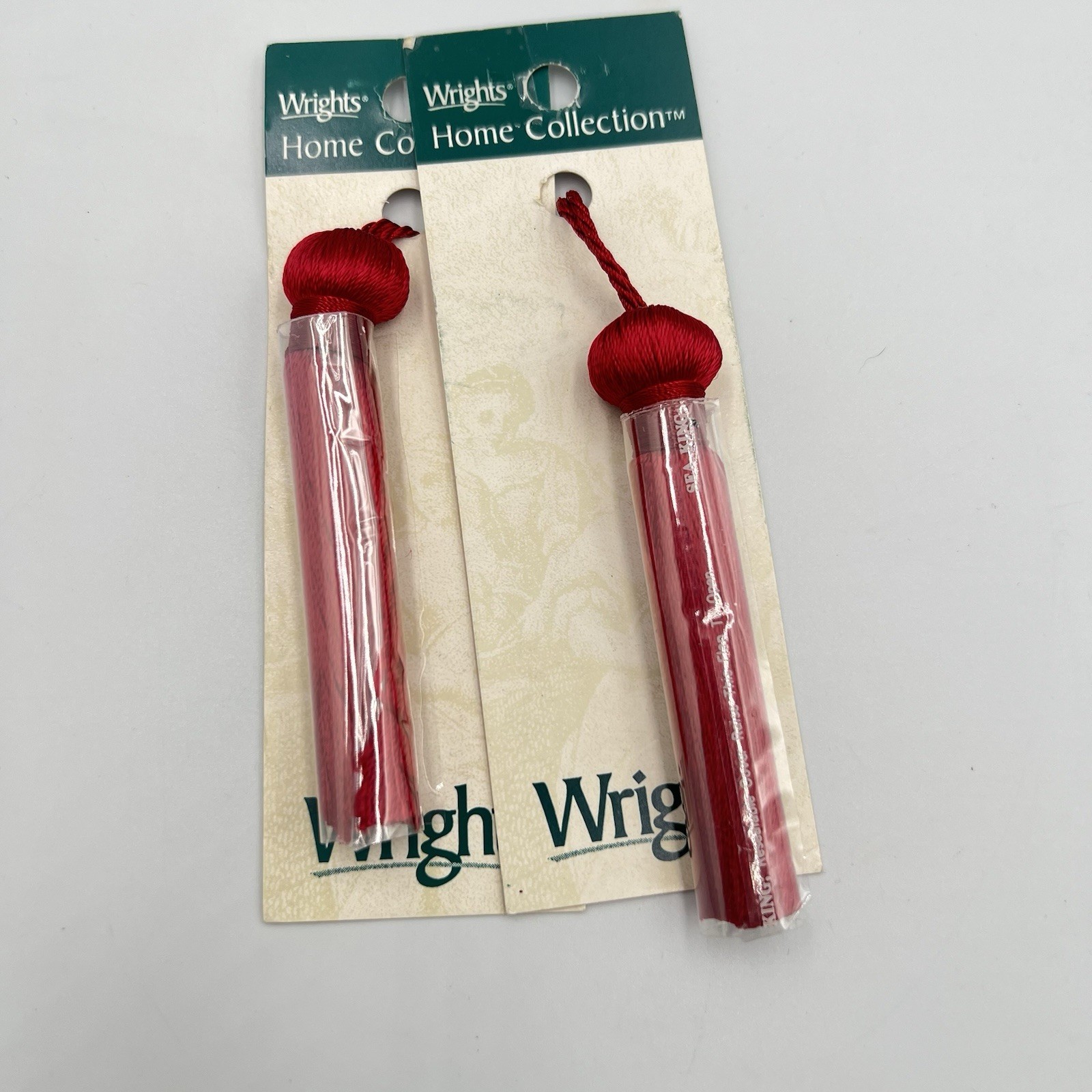 Set of 2 Wrights Home Collection Red Curtain Tassels Rayon 3” New Old Stock