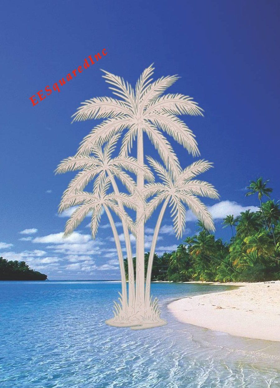 Palm Trees Static Cling Window Decal -OVAL 10×16 Tropical Glass Door Decor NEW