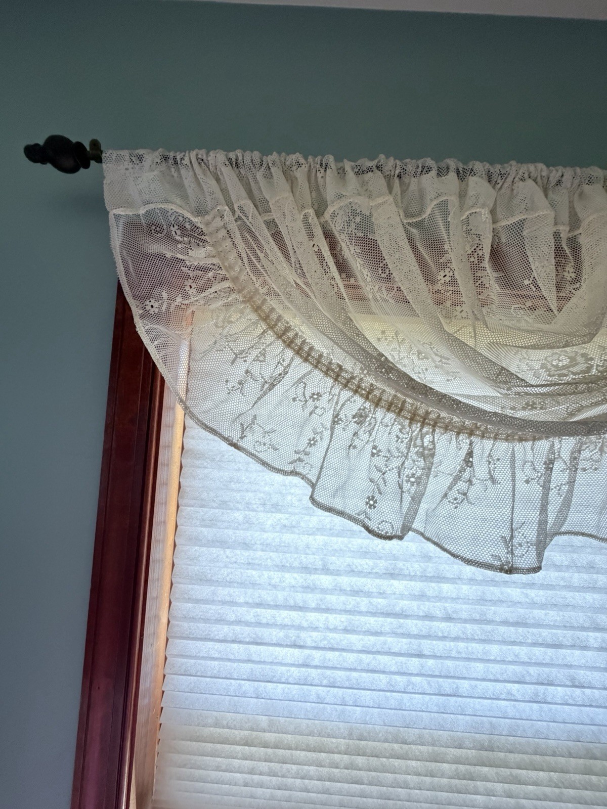 Protela Insert Lace Valence Ivory Ecru Swag Ruffle Trim 18” X 38” W Hanging Loop