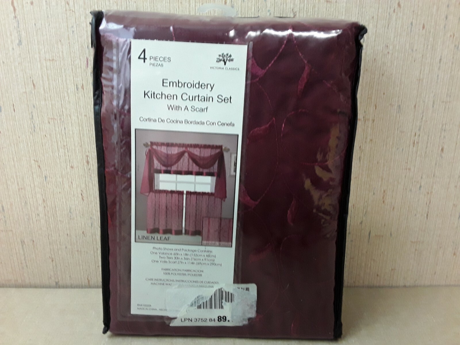 Victoria Classics 4 Piece Embroidery Kitchen Curtain Set