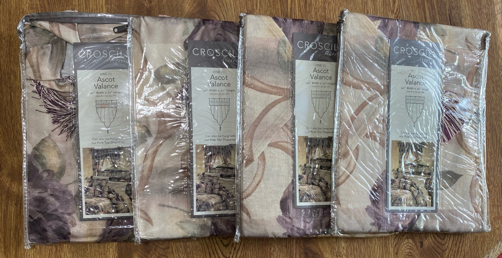 4 Croscill Amethyst Chambord 40”x21” Ascot Valance Style 3482 New! NWT