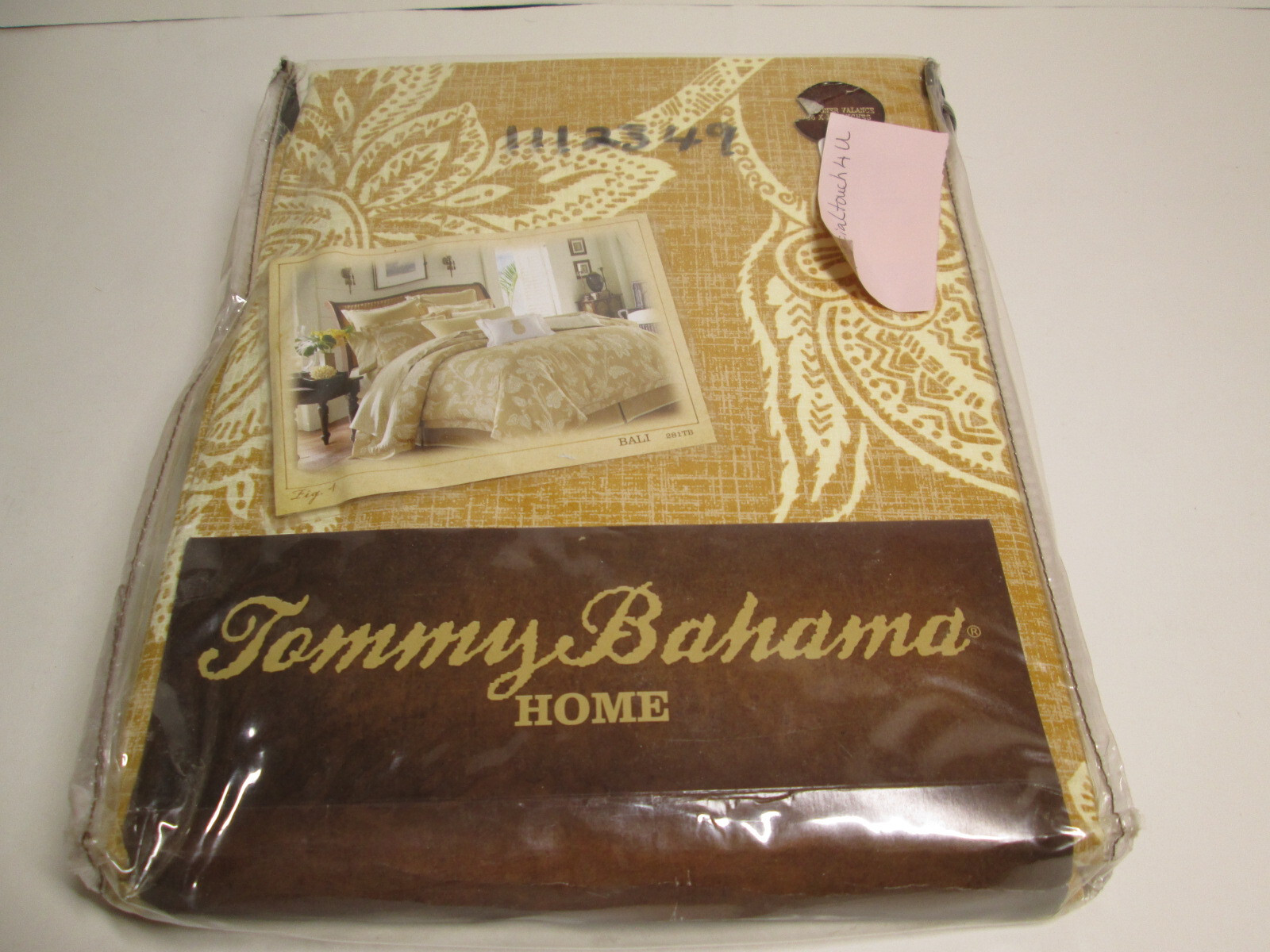 New Tommy Bahama BALI Lining Lined Window Valance 86″x15″ Gold Cream New