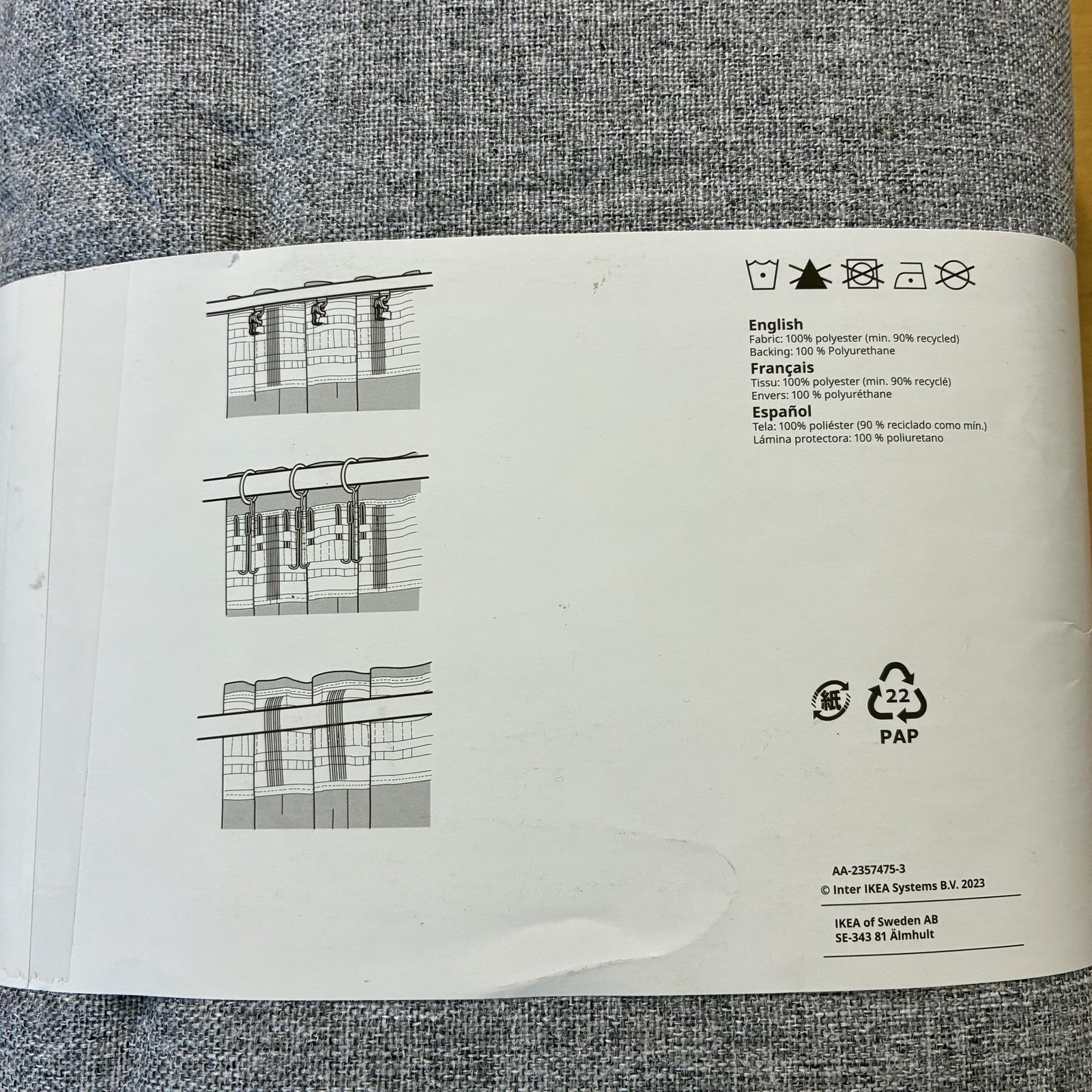 IKEA ROSENMANDEL Gray Blackout Curtain Panels Set Of 2 53×84 Textured Window