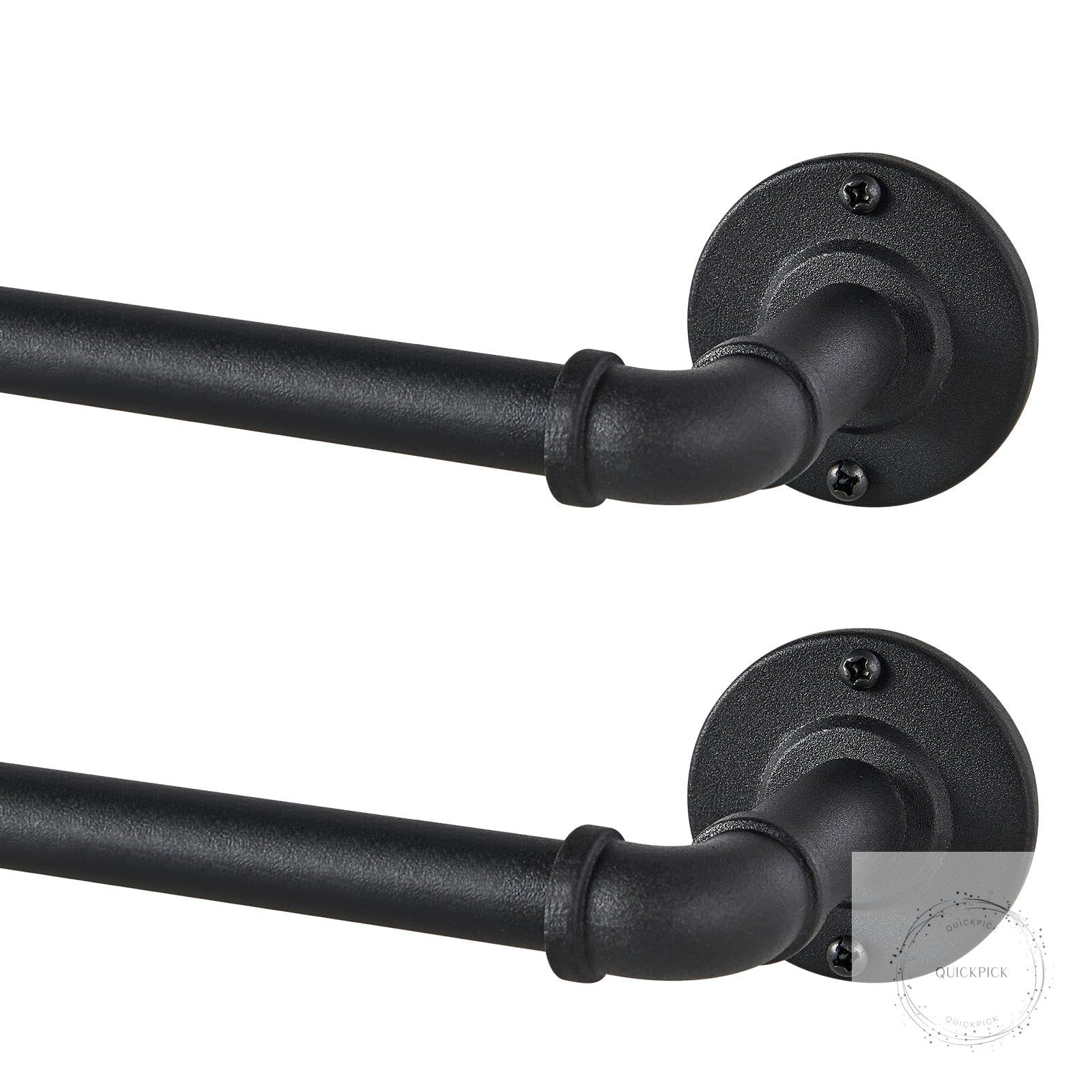 2 Pack Industrial Curtain Rods for Windows 48 to 84 Inches, Blackout Wrap Around