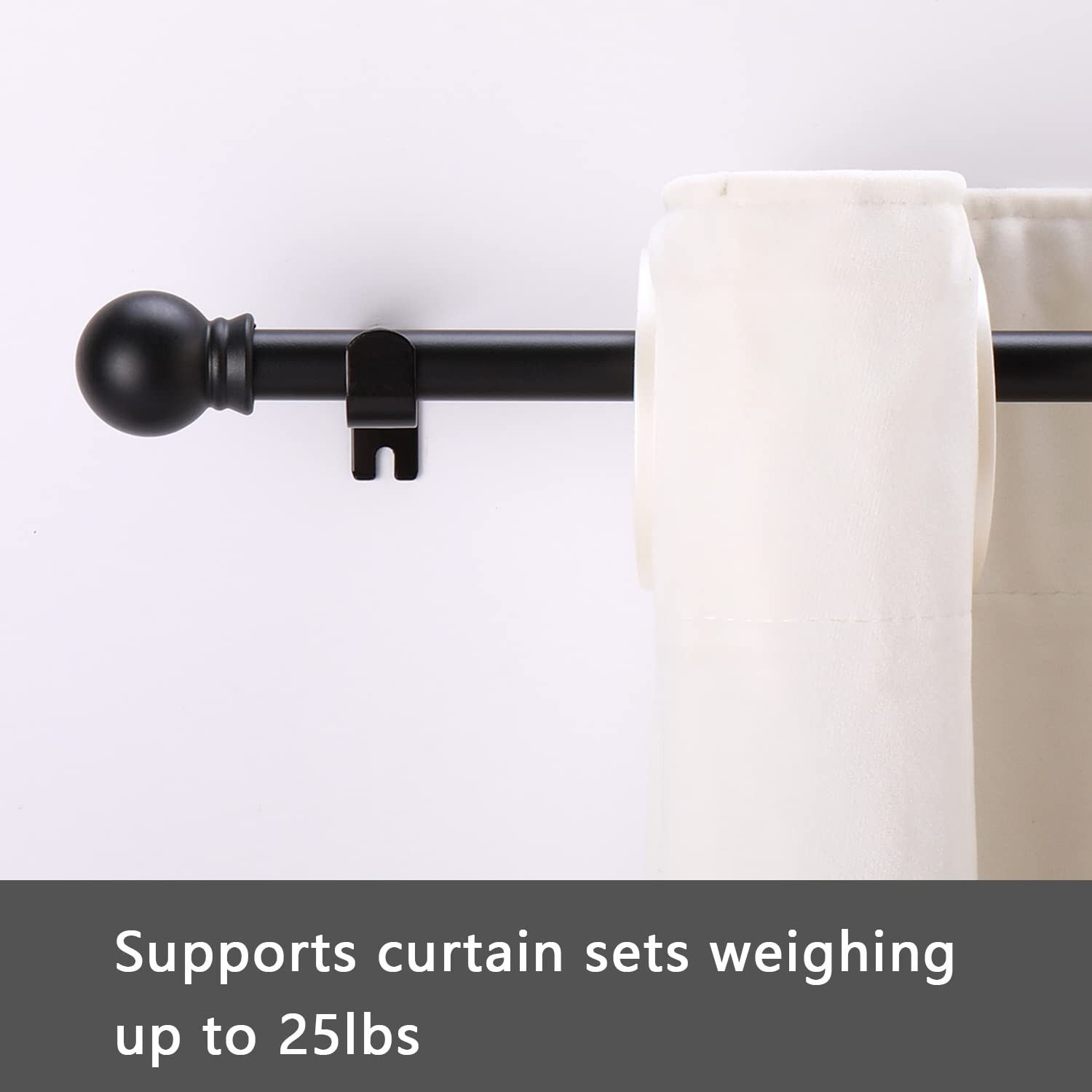Curtain Rods for windows 32-62 inch, 5/8 inch Decorative Matte Black Splicing…