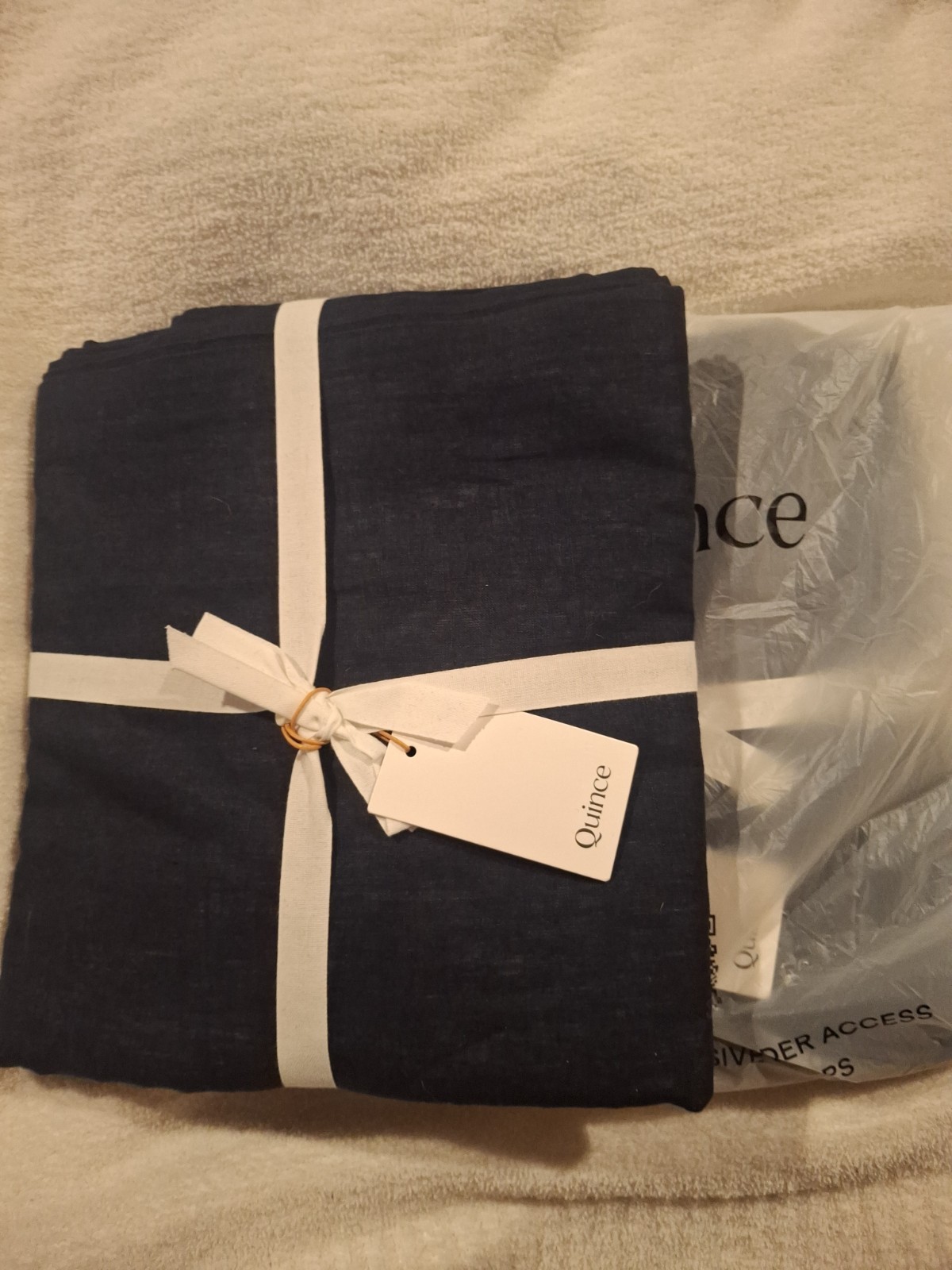 QUINCE European Linen 2 Curtain Panels 48×96 Navy Blue OEKO TEX