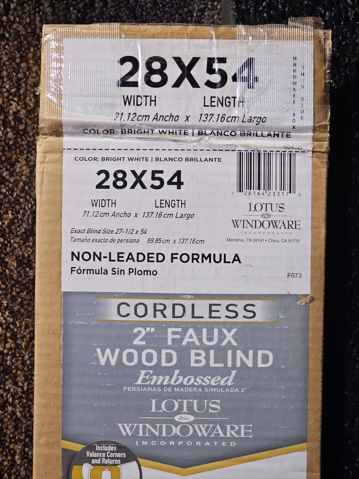 Lotus & Windoware 28 x 54 Cordless 2″ Faux Wood Room Darkening Horizontal Blind