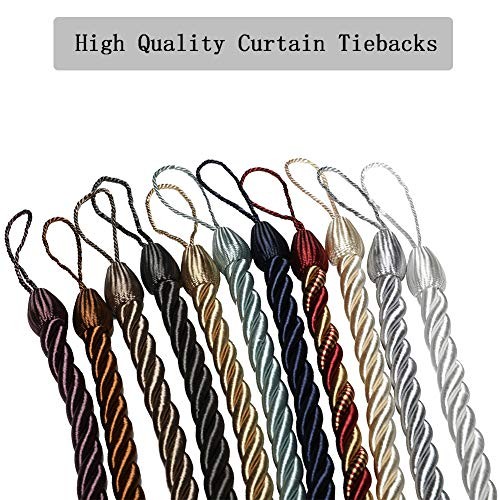 Curtain Ropes Tiebacks Tie-Backs, Curtain Handmade Holdbacks with 2pack Beige