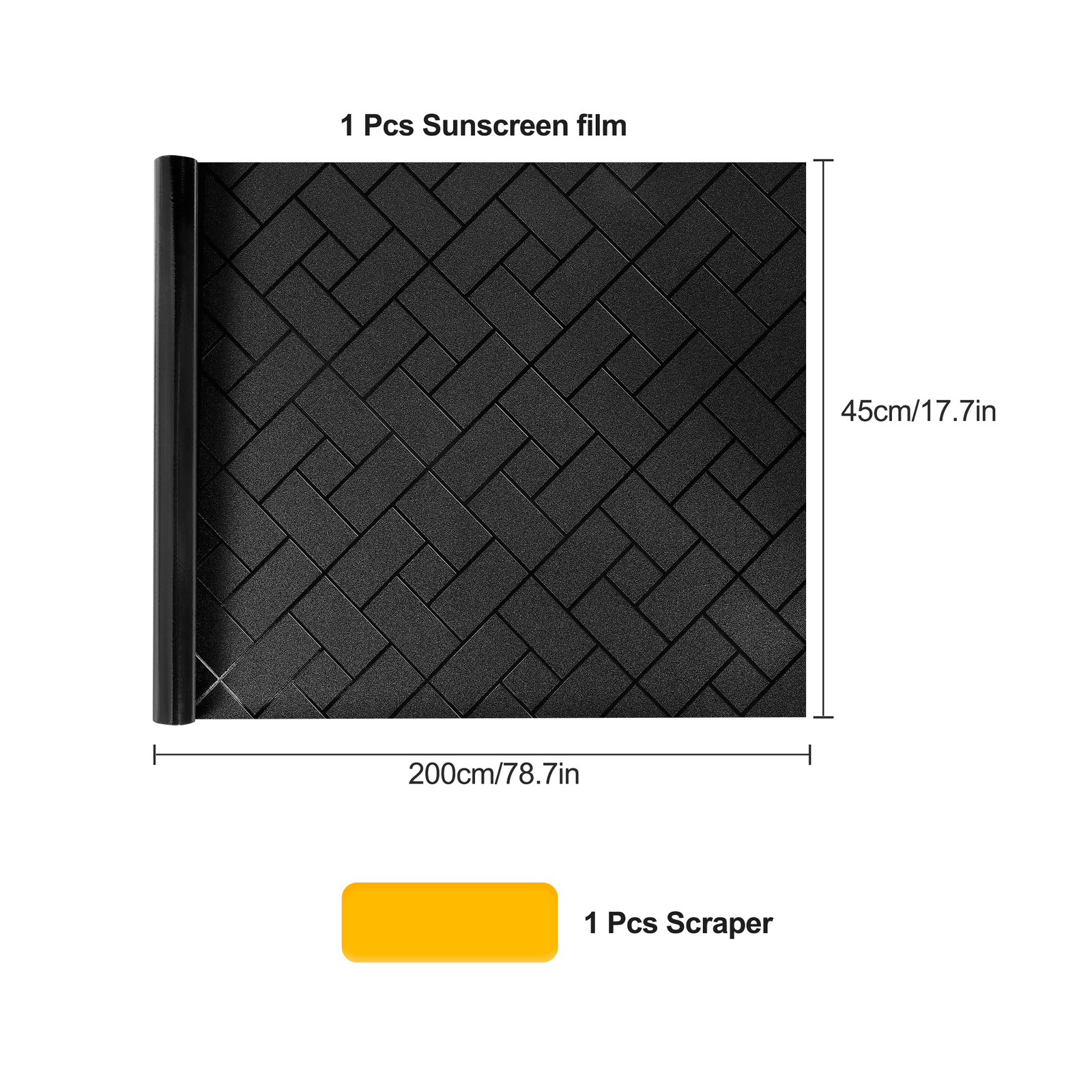 17.7×78.7inch Black Diagonal Grid Window Film Static Cling Privacy UV Heat Block