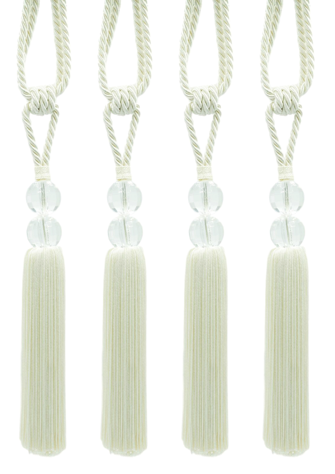 DÉCOPRO Crystal Tassel Tieback, Color# 6 – Pearl White [Set of 4]