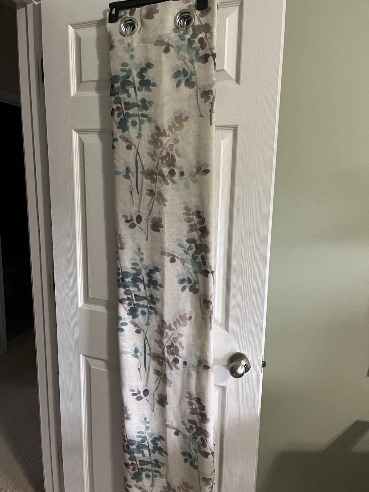 Sheer Floral Grommet Curtain Panels 140x108cm Linen/Polyester Beige/Blue/Purple
