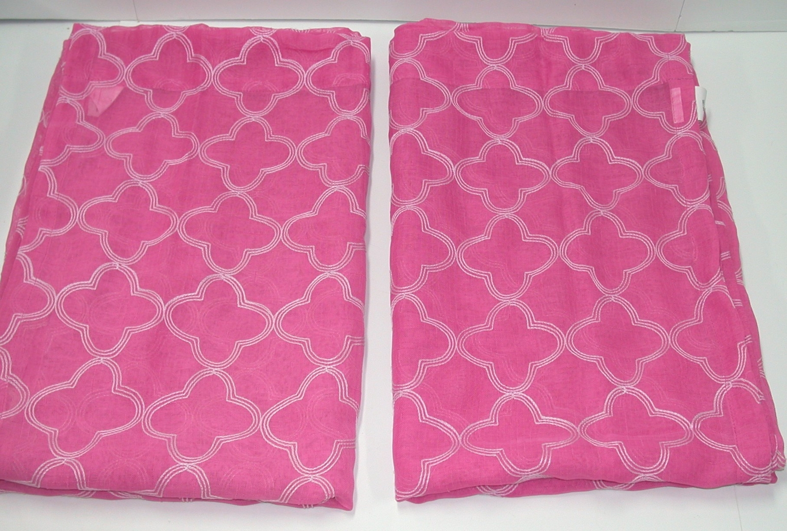 (1) Pair 3″ Rod Pocket Curtains ~ Flamingo Pink Arabesque 50″W X 84″L Each Panel