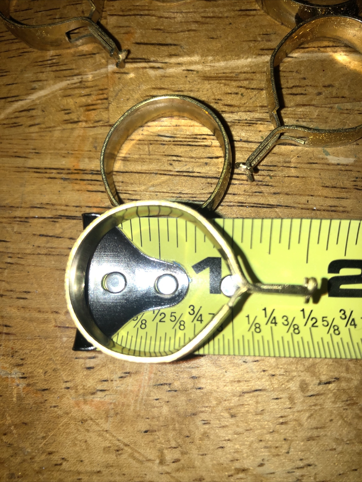22 Vintage Bright Brass Finish Clip-On Cafe Curtain Drapery Rings 7/8 Inch