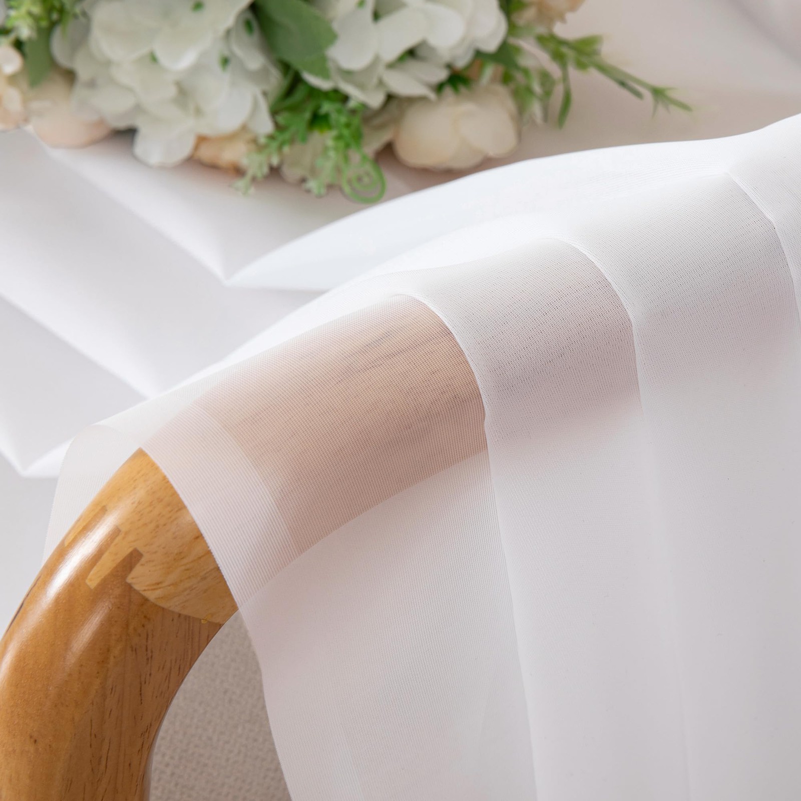 Sheer Valances for Windows 2 Pack, Small Window 42″W x 14″L (Pack of 2) White