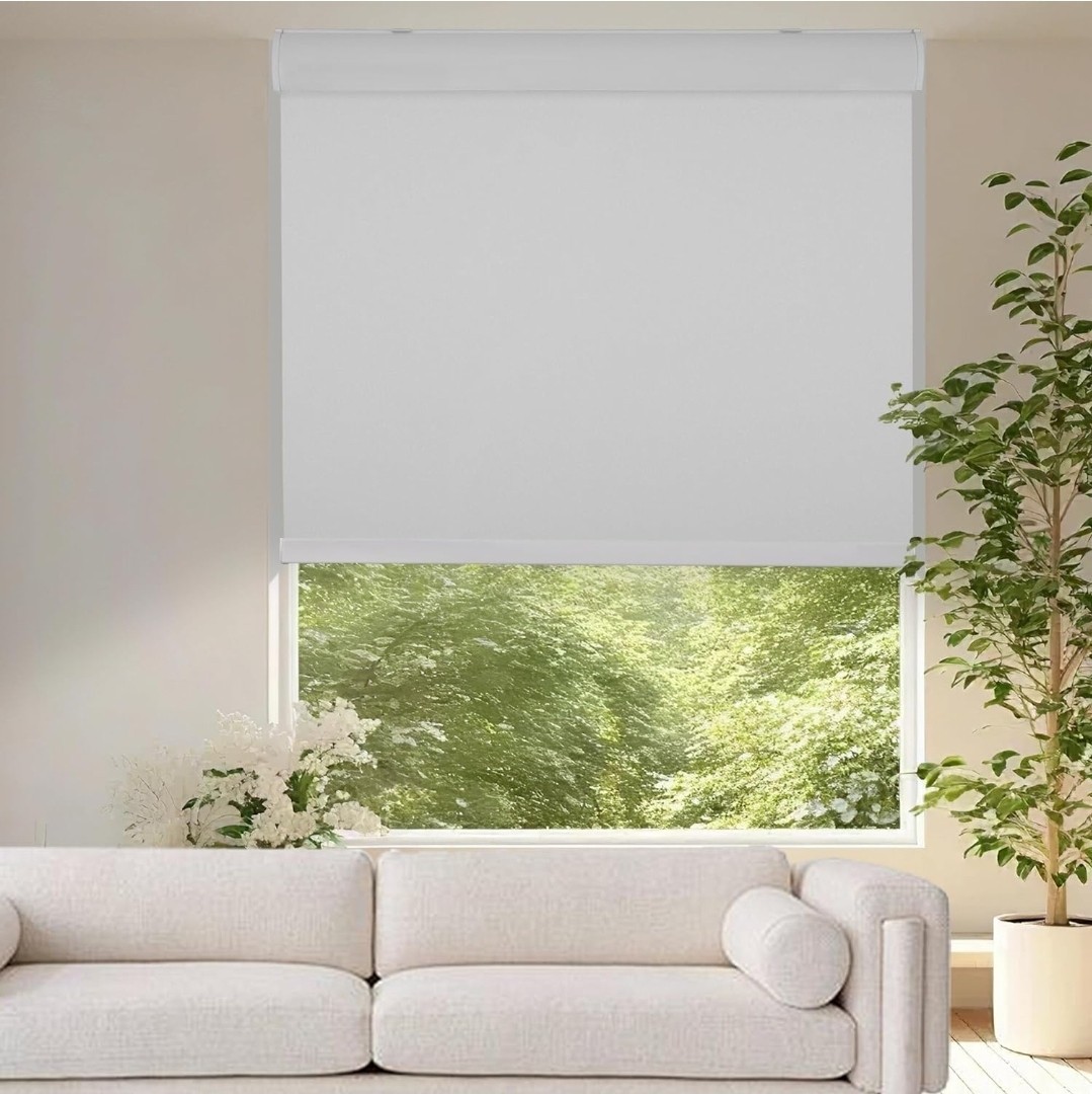 Allesin 100% Blackout Cordless Roller Shades for Windows. 46w X 72h White