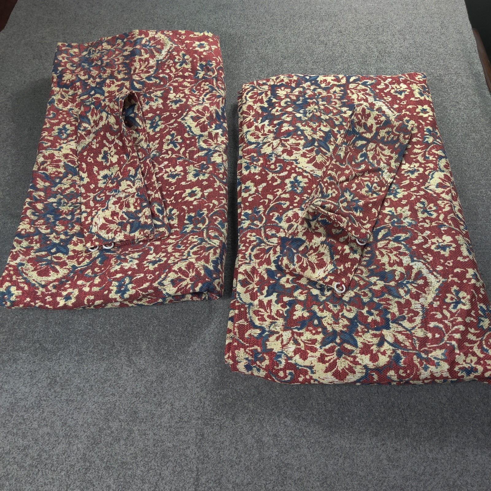 Waverly Tabriz Crimson Curtains Panels 49×83 Jacobean floral Kalamkari Indienne