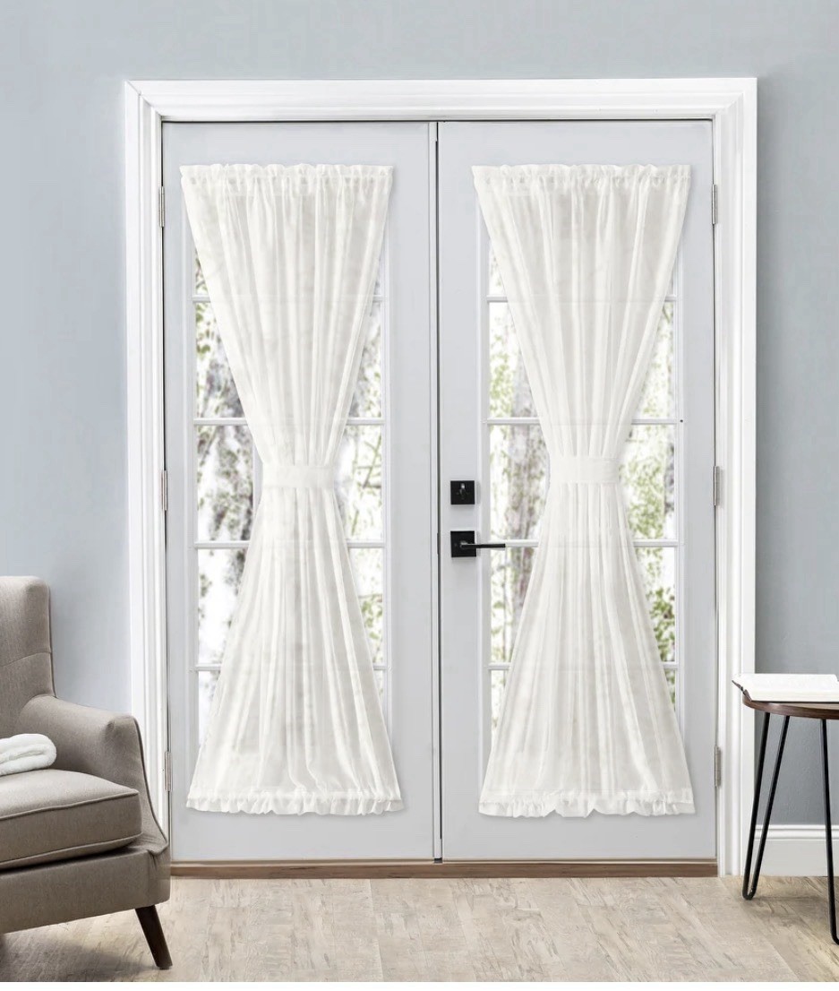 Ricardo Sea Glass Door Curtain Panel with Tie-backs 40 X 36” Natural NWT