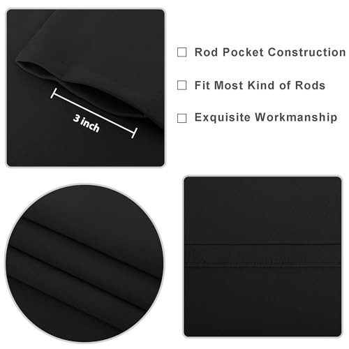 Valance for Windows Rod Pocket Tierout Valance 52″W x 18″L (Pack of 1) Black