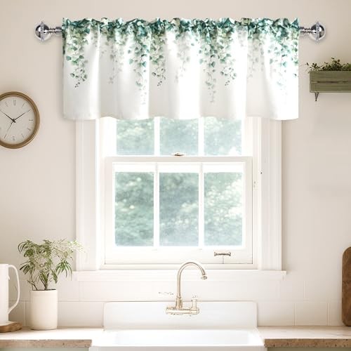 Window Valance for Kitchen Basement Semi 52″W x 18″L (Pack of 1) Green Vine