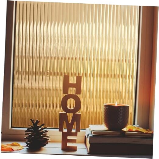 Window Privacy Film 3D Reeded Glass Static Clings 17.5 x 78.7 Inch Umber