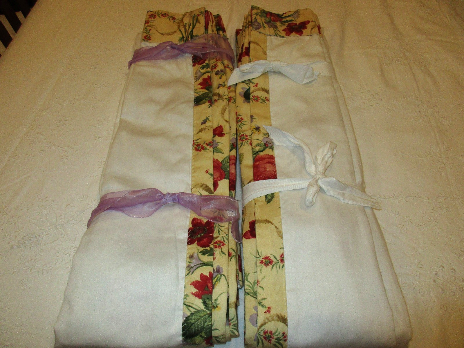 Drapery Pleated Custom/Floral/ Yellow Damask/ Fabric Lined Blackout 50w x 86long
