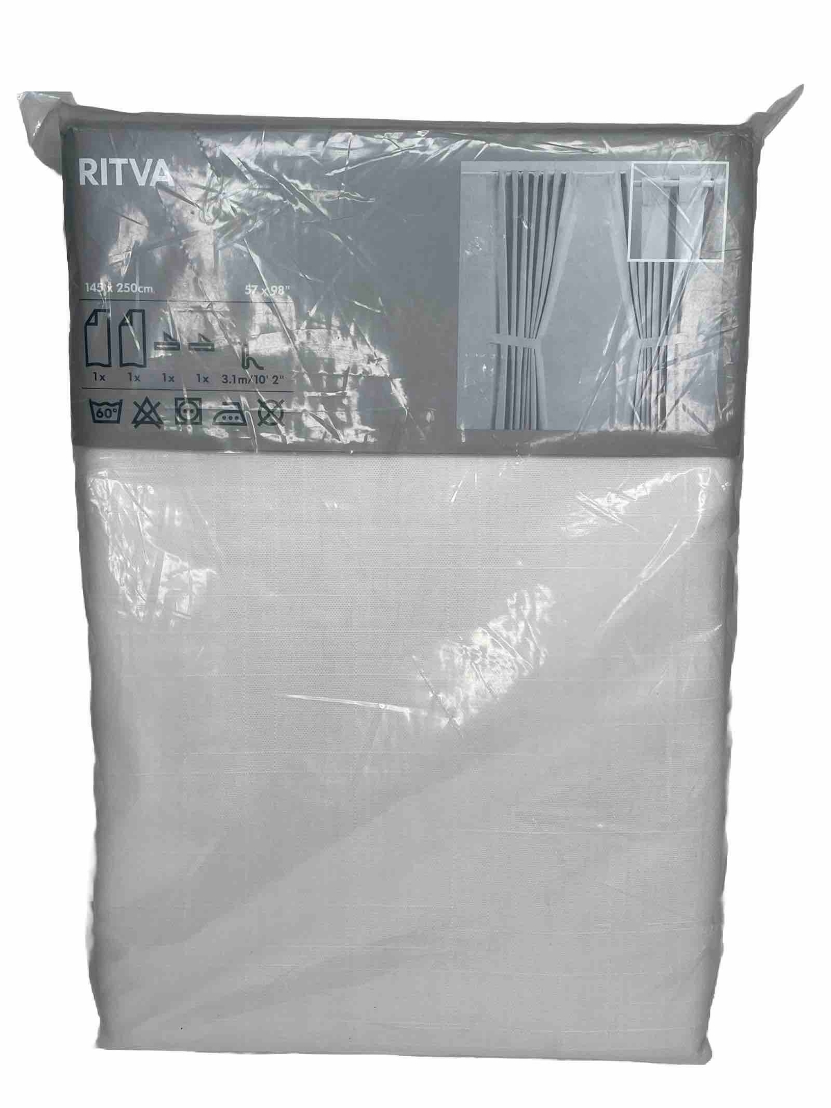 Ikea Ritva Curtains 57×98 Ivory Cream Off White 100% Cotton