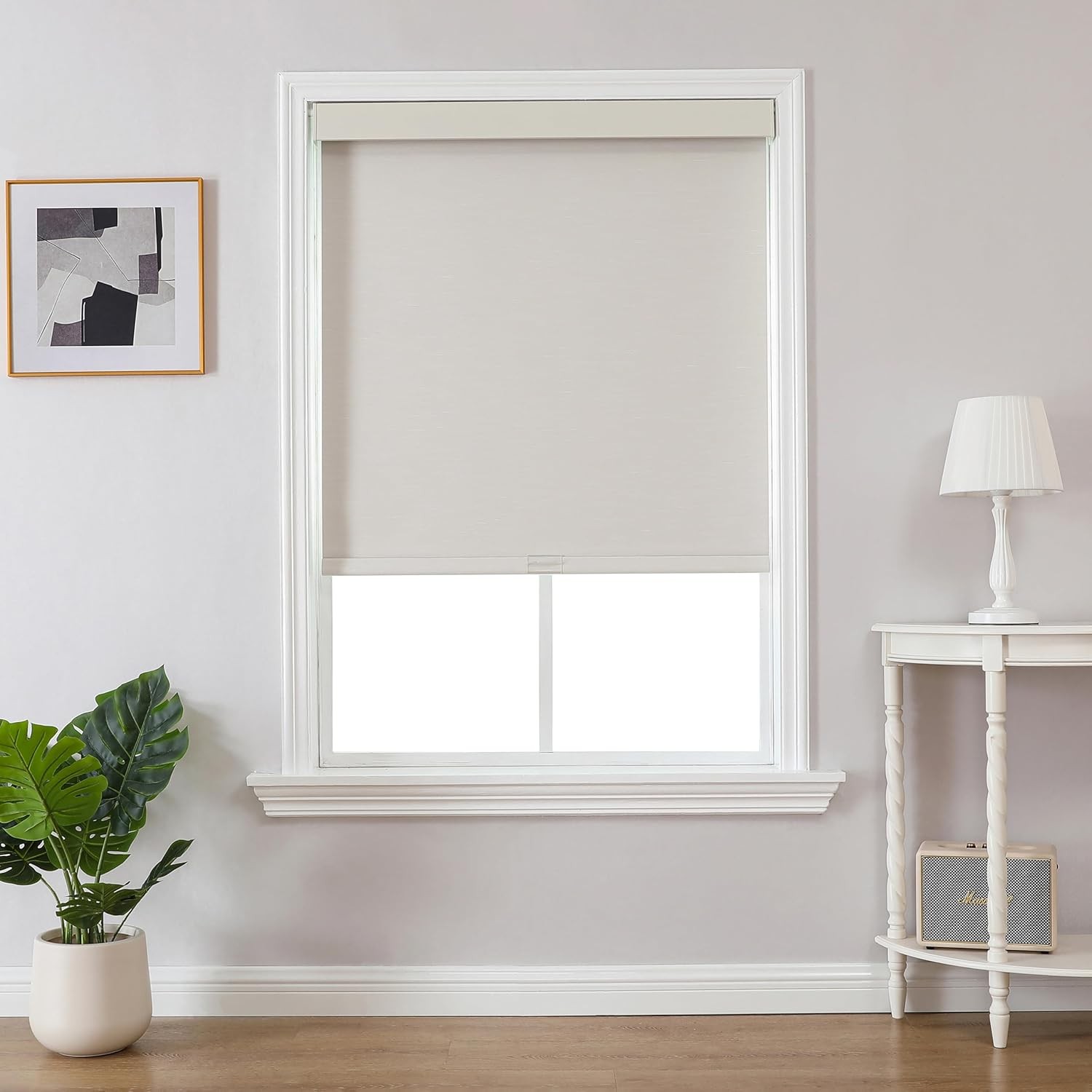 Joydeco 100% Blackout Cordless Roller Shades 33×75 Beige UV Protection Aluminum