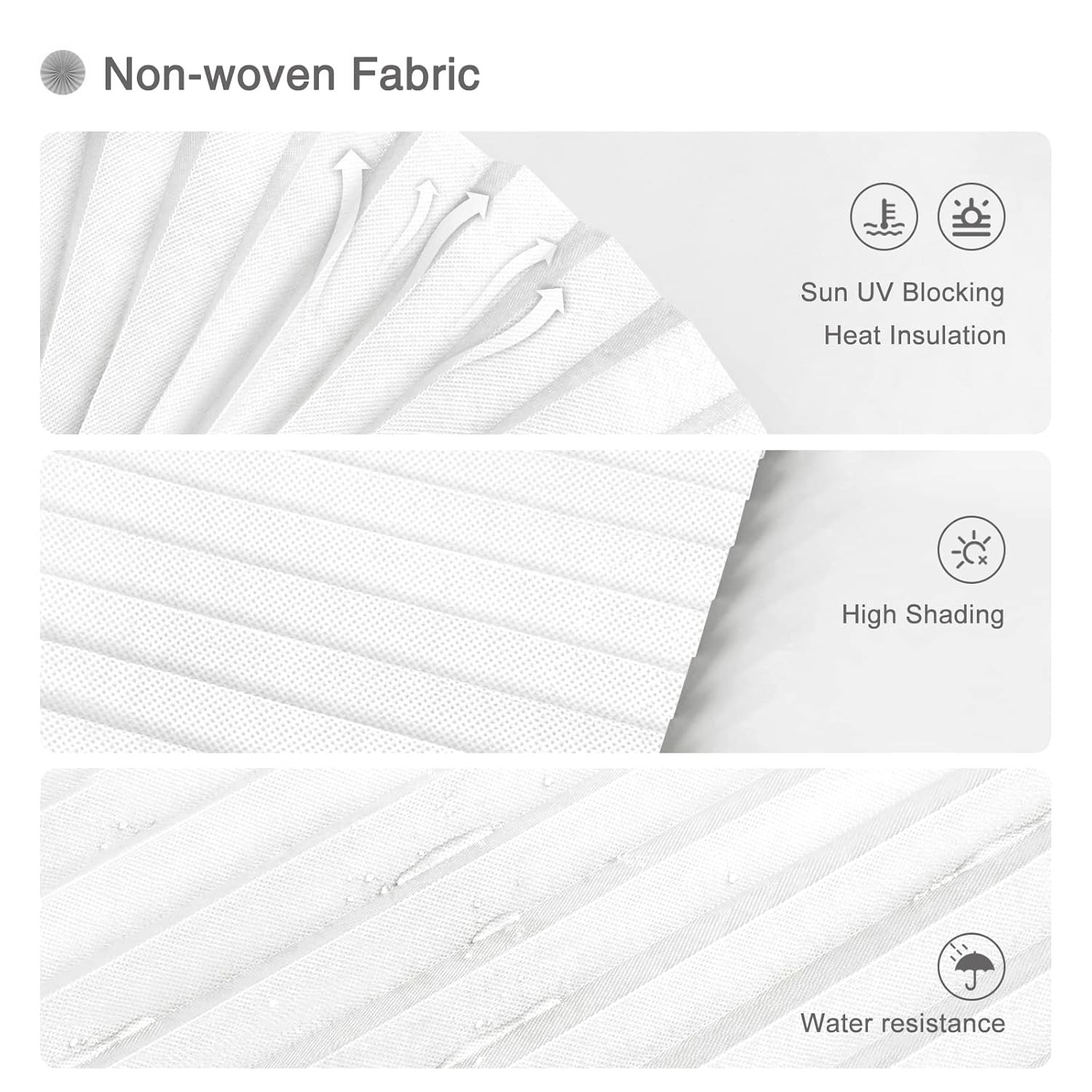 Cordless Pleated Window Shades Temporary Light Filtering Blinds 36×72 White