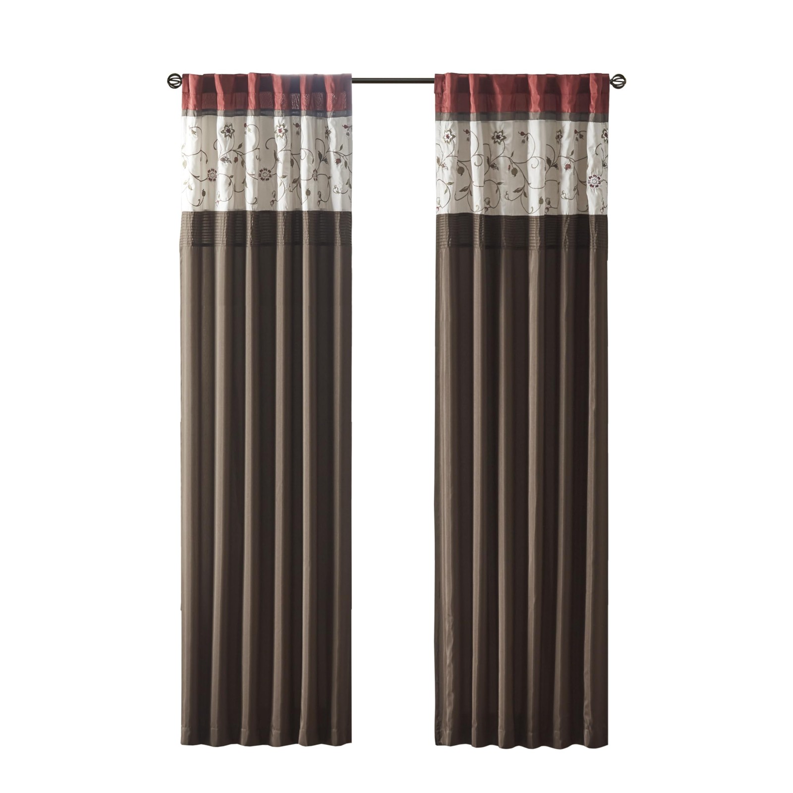 Madison Park Serene Embroidered Light Filtering 50″W x 84″L (Pack of 1), Red