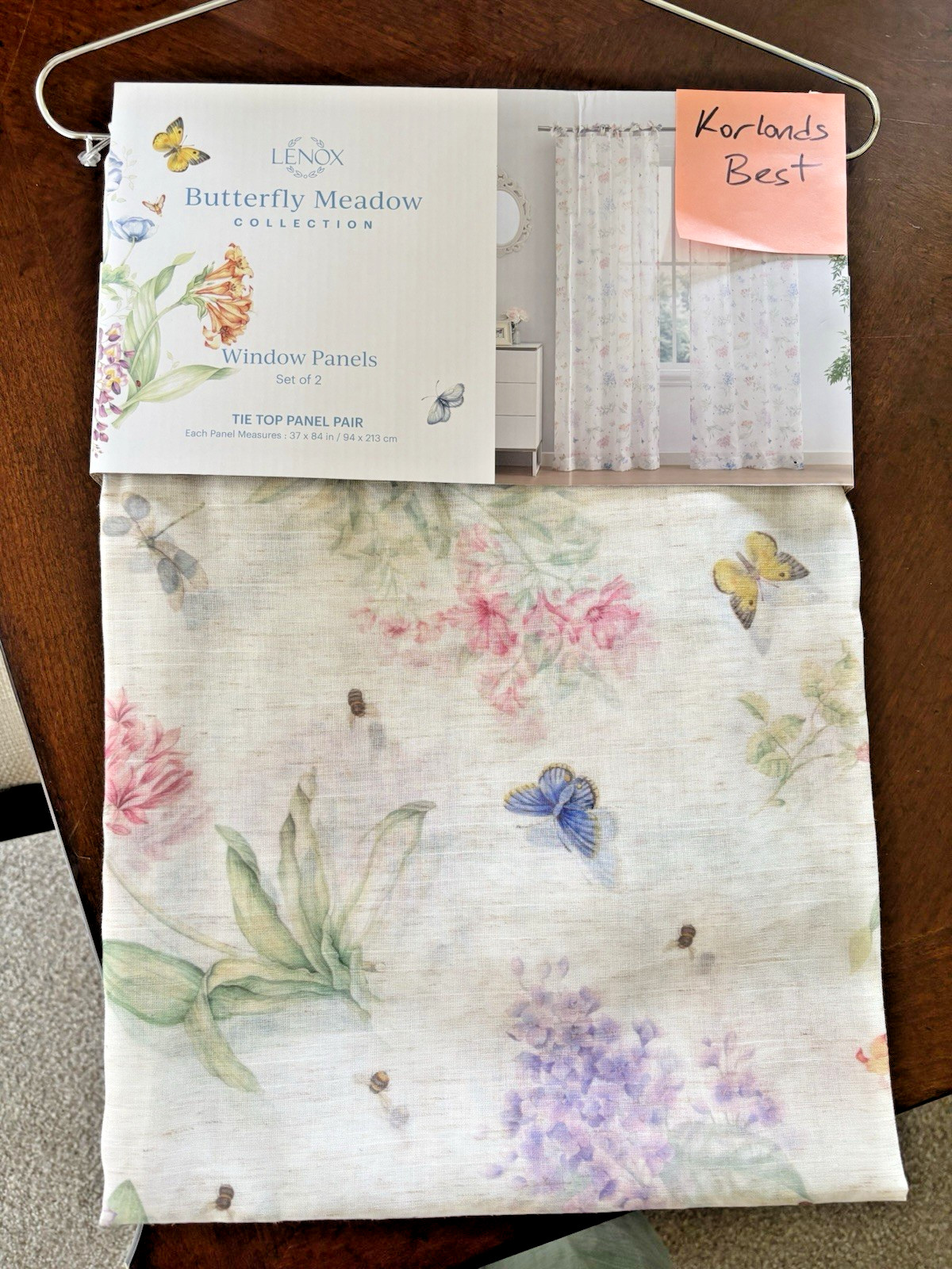 Lenox Butterfly Meadow Tie Top Curtains Drapes Panels 37″ x 84″ Set of 2