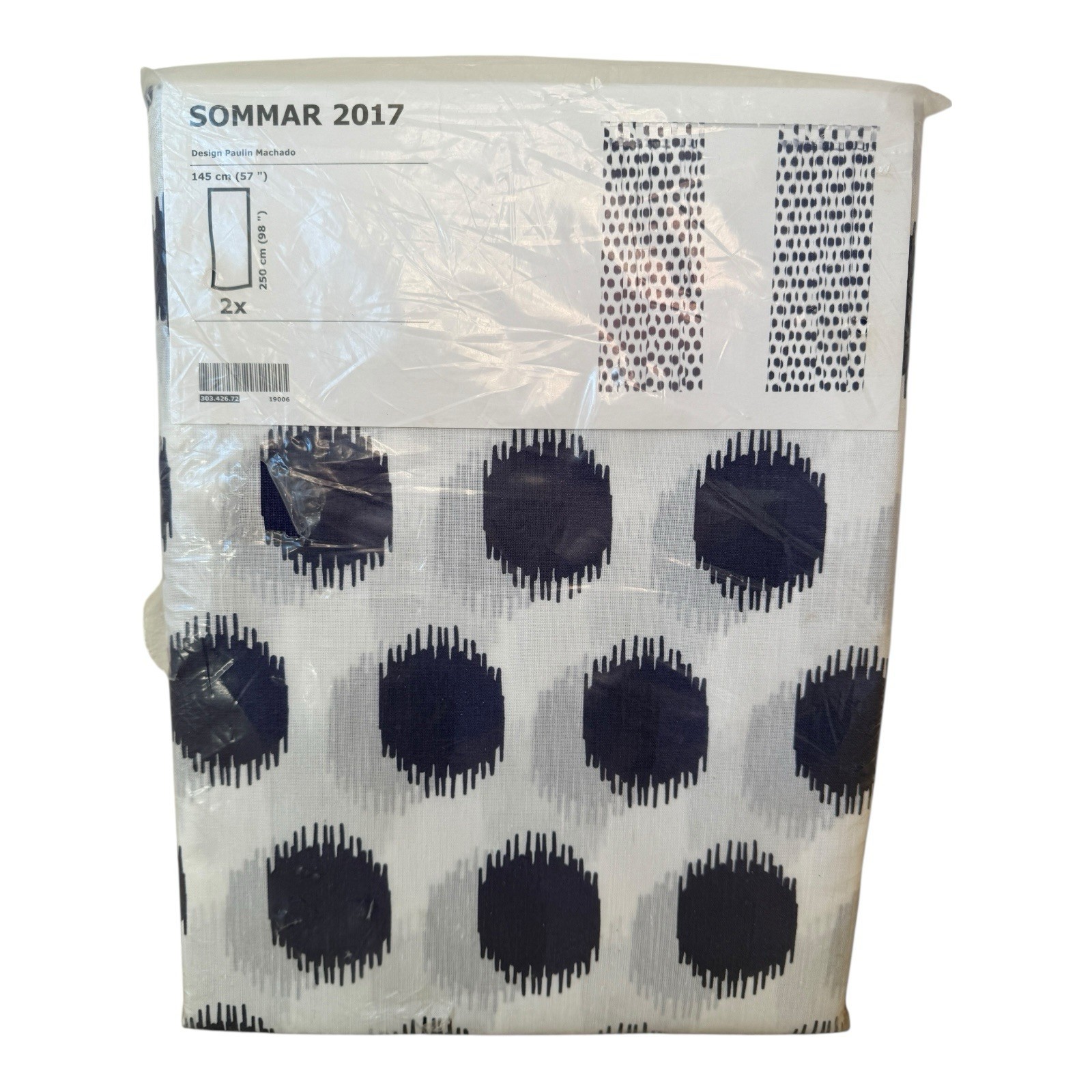IKEA Sommar 2017 Curtains Ink Drop Blue White Paulin Machado 57” X 98″ New