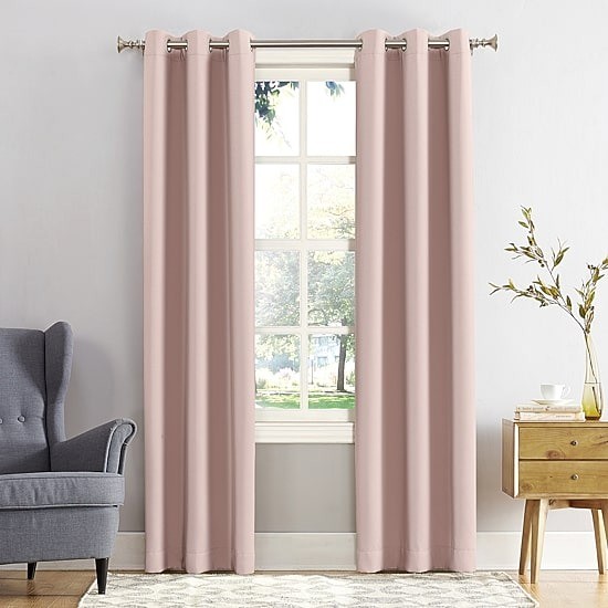 Sun Zero Blackout Curtain Panel 40×63 Grommet Top Single Panel Blush