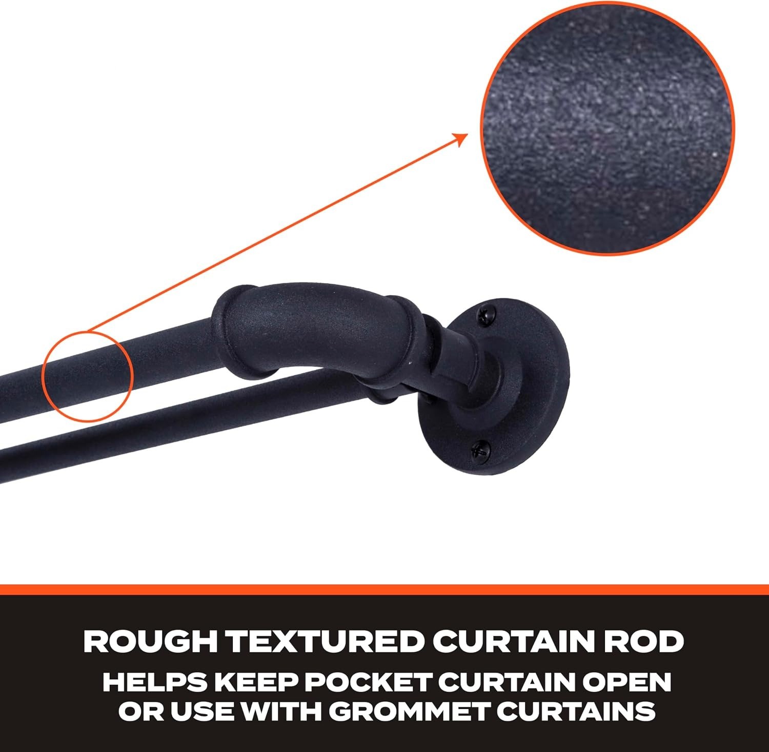 Adjustable 36-66″ Double Curtain Rod, Matte Black