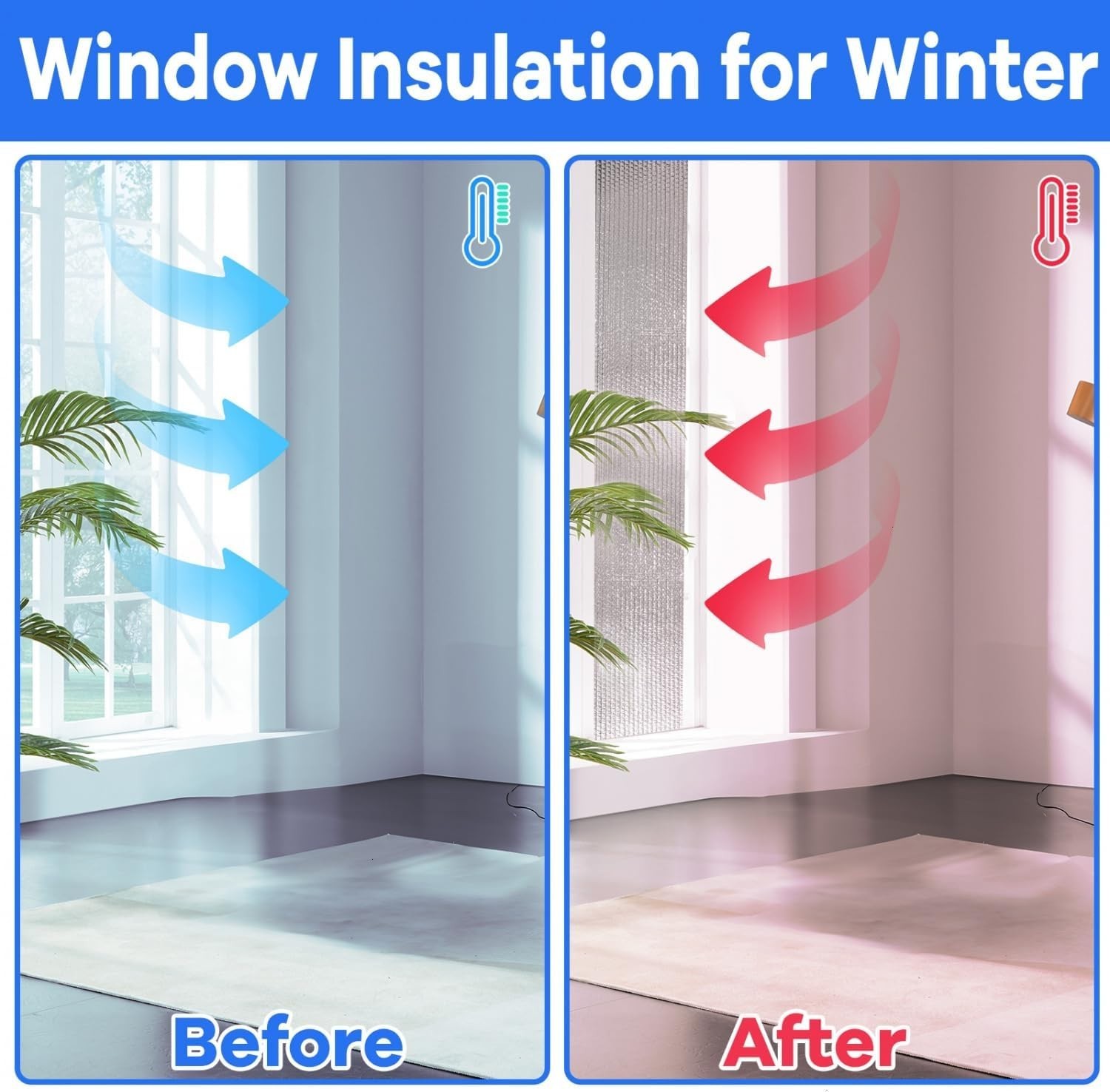 Double Reflective Insulation 48 in X 10 FT RV Window Insulation for Summer Heat